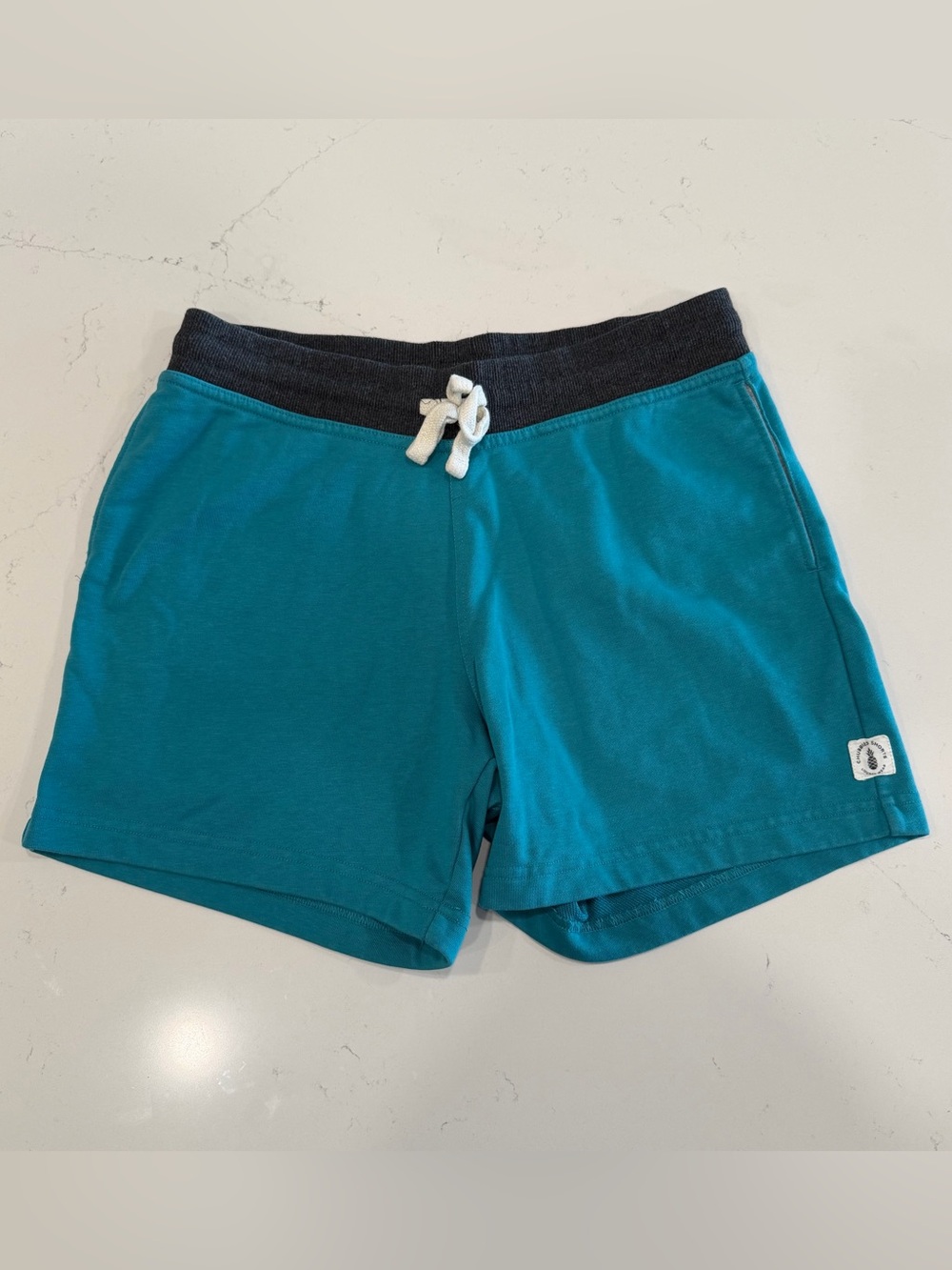 chubbies Men’s Teal Knit Shorts with Black Logo Patch - Small